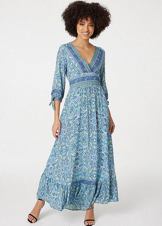 Izabel London Paisley Tie Sleeve Maxi Dress | Kaleidoscope