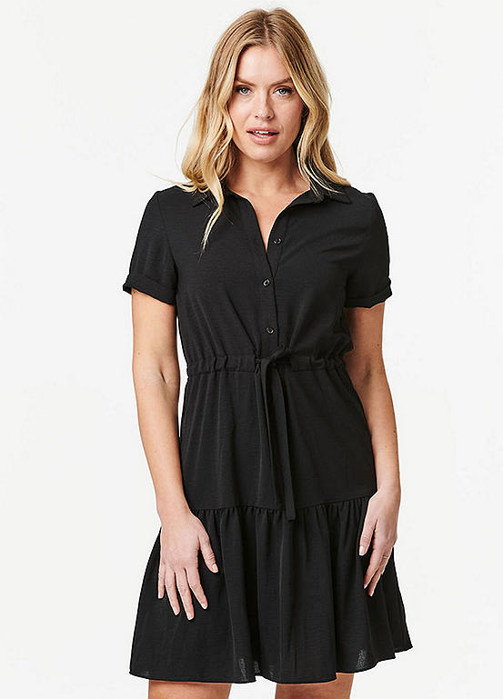 Izabel London Short Sleeve Tiered Shirt Dress | Kaleidoscope