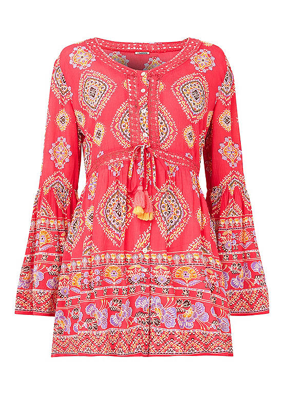 Joe Browns Beachy Border Print Longline Blouse Kaleidoscope