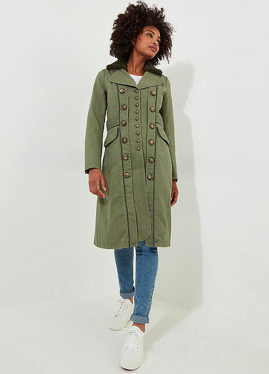 Joe Browns Detachable Faux Fur Collared Longline Military Coat ...