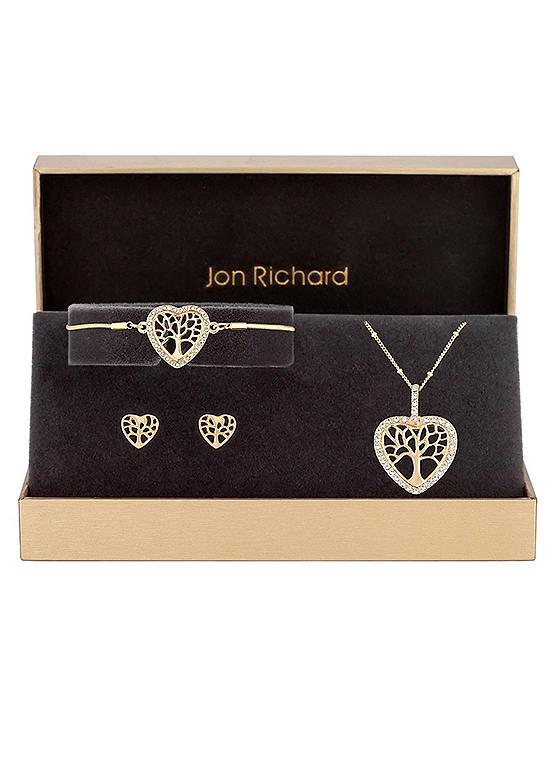 Jon Richard Rose Gold Plated Tree of Love Heart Trio Set - Gift Boxed