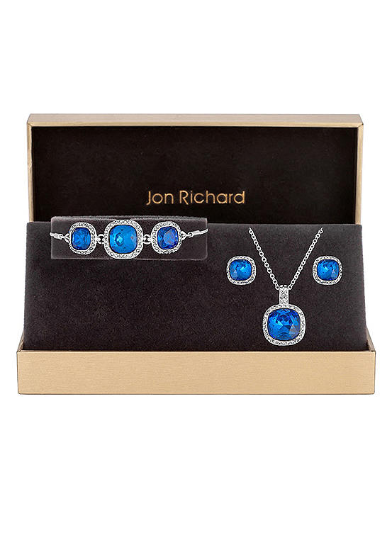 Jon Richard Silver Plated & Bermuda Blue Trio Set - Gift Boxed