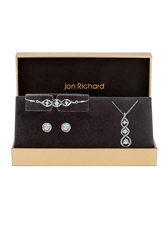 Jon Richard Silver Plated & Opal Trio Set - Gift Boxed