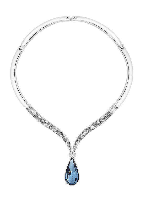 Jon Richard Silver Plated and Statement Blue Peardrop Necklace