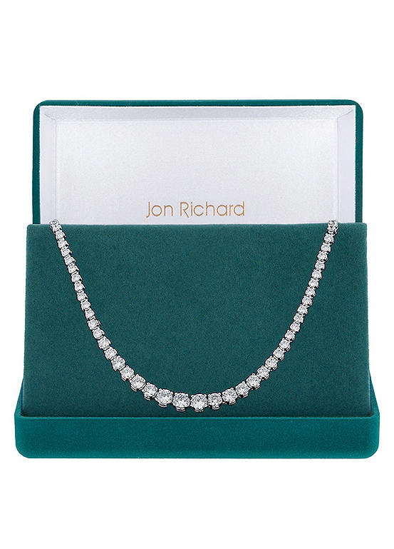 Jon Richard Silver Plated Cubic Zirconia Graduated Tennis Necklace - Gift Boxed