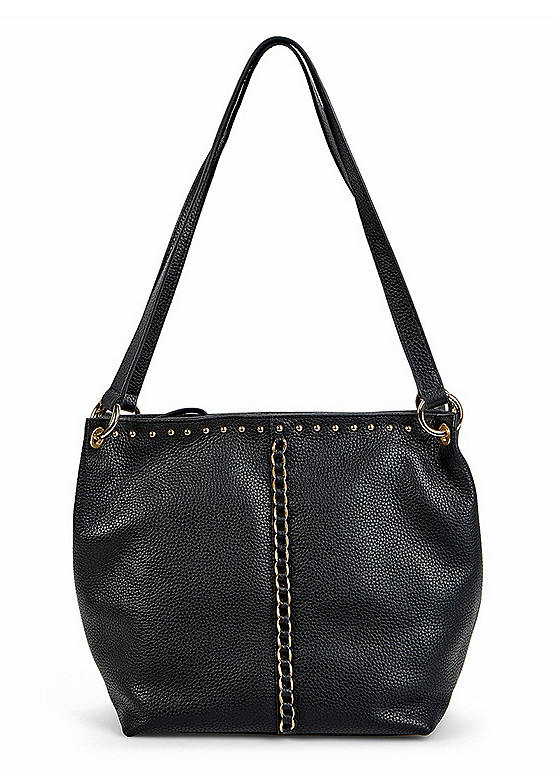 Kaleidoscope Black Chain Trim Leather Shoulder Bag Kaleidoscope