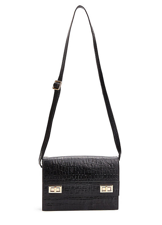 Kaleidoscope Black Croc Leather Crossbody Bag Kaleidoscope