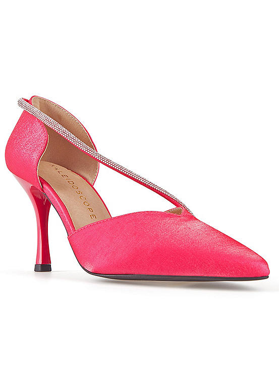 Kaleidoscope Bright Pink Satin Diamante Court Shoes