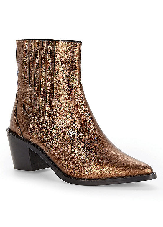 Kaleidoscope Bronze Leather Western Style Ankle Boots Kaleidoscope