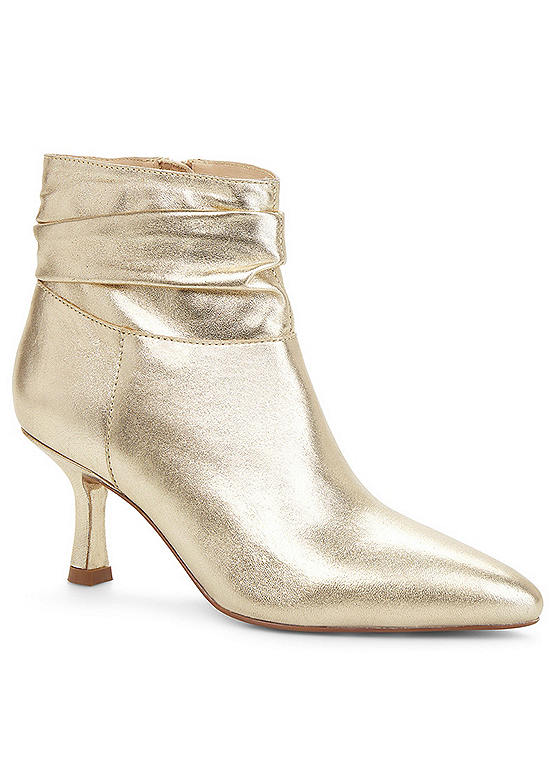 Kaleidoscope Gold Tone Leather Shimmer Ankle Boots Kaleidoscope