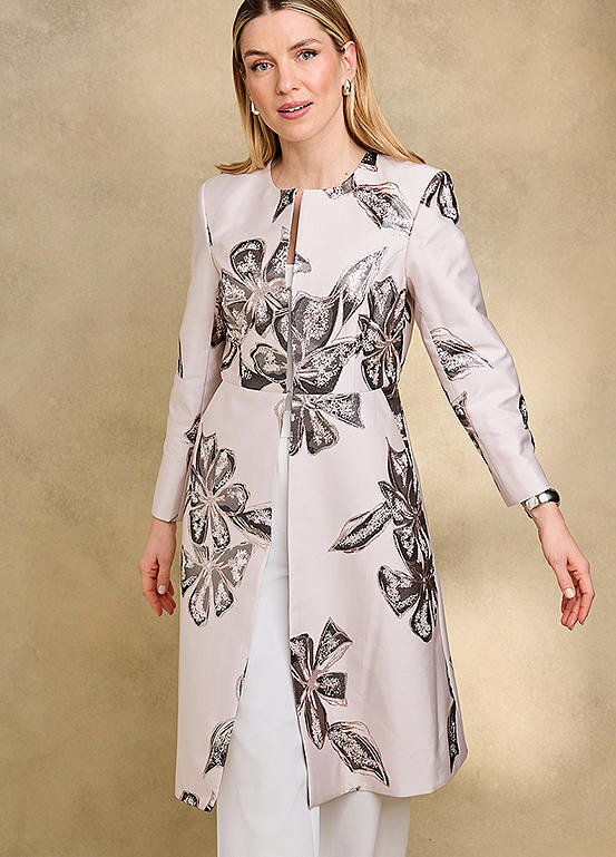 Kaleidoscope Jacquard Floral Long Line Dress Jacket