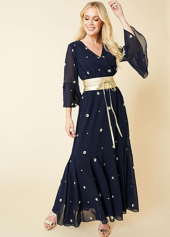 Kaleidoscope Navy Sequin Maxi Dress Kaleidoscope