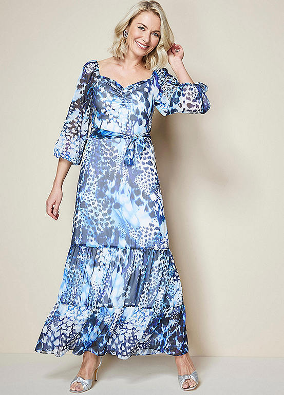 Kaleidoscope Print Bardot Maxi Dress