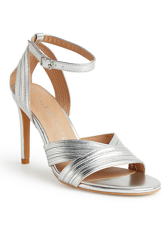 Kaleidoscope Silver Strappy Heeled Sandals