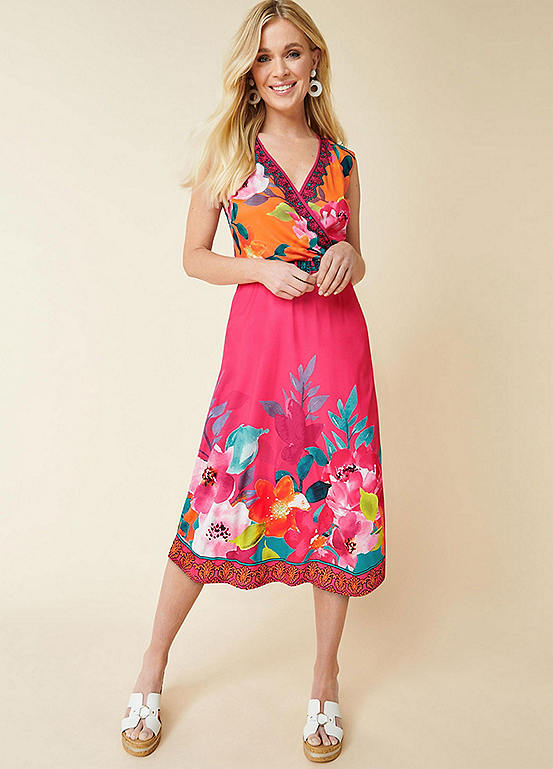 Kaleidoscope Wrap Front Print Dress | Kaleidoscope