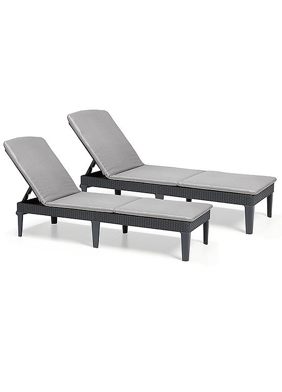 Keter Japiur Set of 2 Loungers with Cool Box