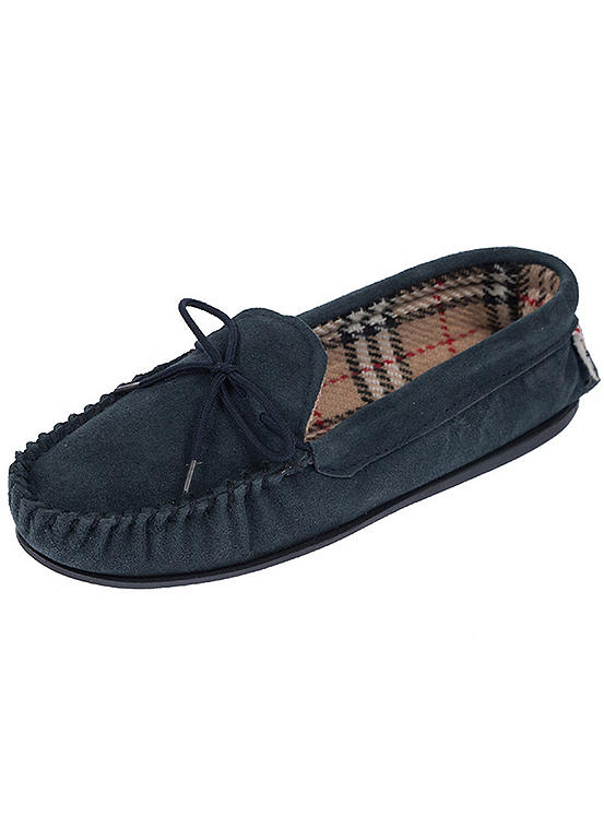 Ladies Navy Lodgemok Moccasins Kaleidoscope