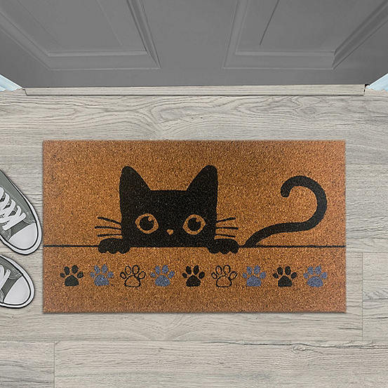 Likewise Rugs & Matting Black Cat Doormat