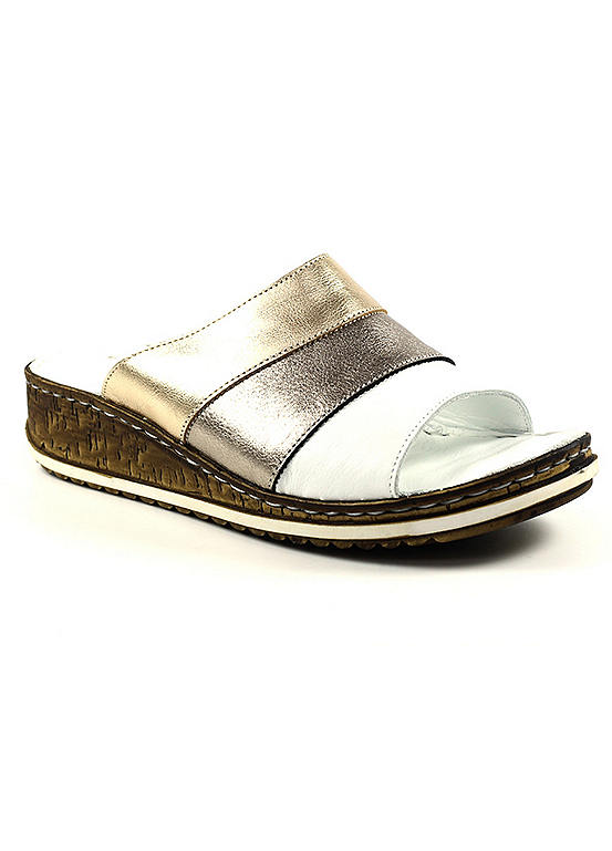 Lunar Appleby Pewter Leather Sandals | Kaleidoscope