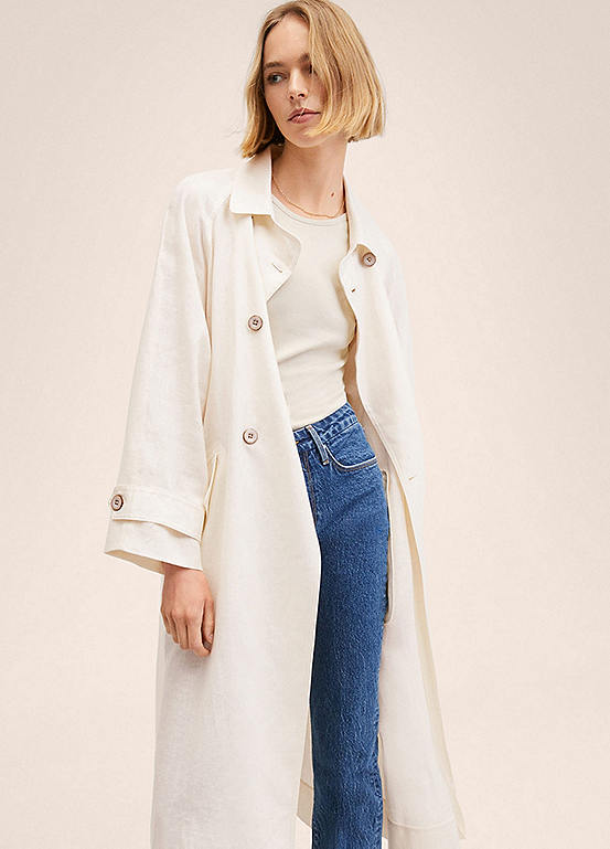 Mango Linen Trench Coat 