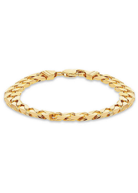 Max Rossi Sterling Silver Yellow Gold Plated 250 Curb Chain Bracelet