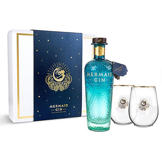 Mermaid Gin Gift Set with 2 Glasses Kaleidoscope