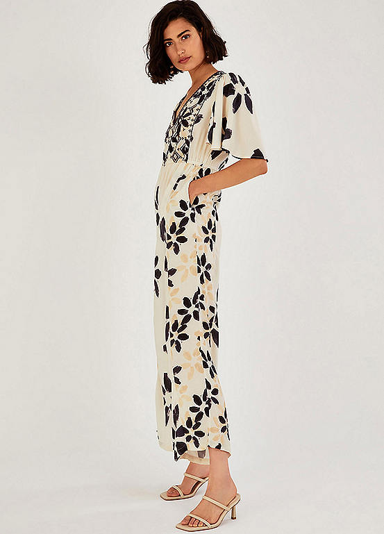 Monsoon Abstract Floral Print Embroidered Jumpsuit Kaleidoscope