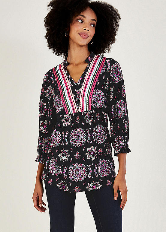 Monsoon Embroidered Tape Pull Over Jersey Top | Kaleidoscope