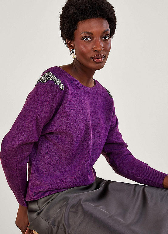 Monsoon Emma Embellished Shoulder Jumper Kaleidoscope