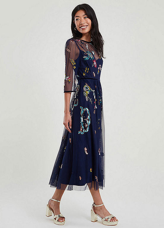 Monsoon Nyla Embellished Midi Dress Kaleidoscope