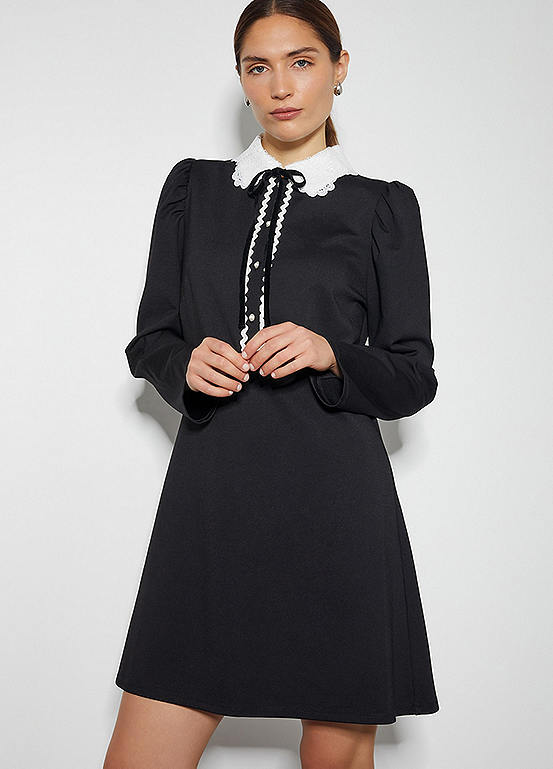 Monsoon Polly Lace Collar Ponte Mini Dress Kaleidoscope