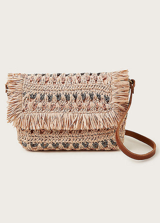 Monsoon Tonal Raffia Crossbody Bag | Kaleidoscope