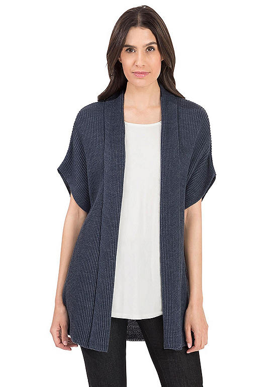 Mottled Edge-To-Edge Short Sleeve Cable Knit Cardigan | Kaleidoscope