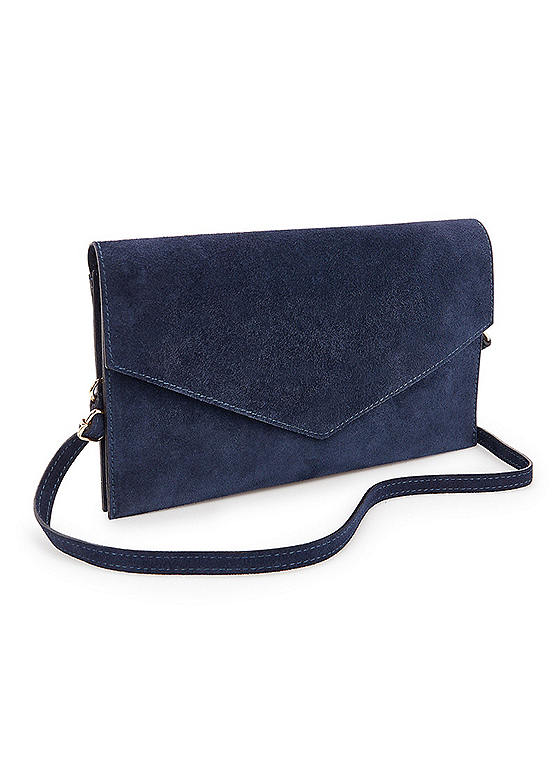 Navy Blue Suede Clutch Bag by Kaleidoscope Kaleidoscope