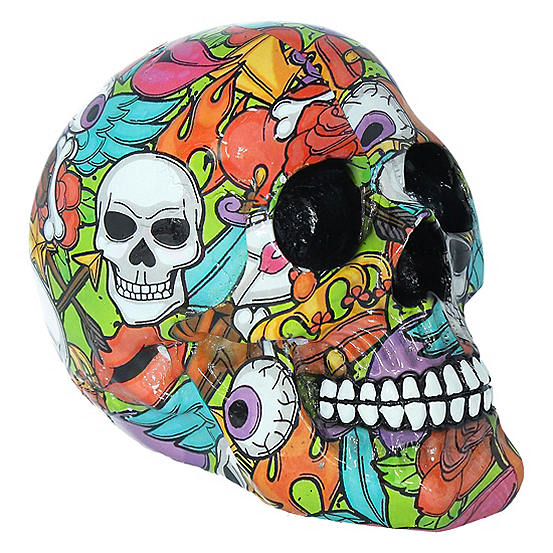 Nemesis Now Graffiti Pattern Halloween Skull Ornament