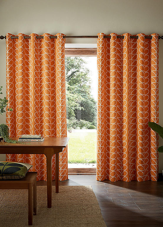 Orla Kiely Linear Stem Pair of Lined Eyelet Curtains | Kaleidoscope