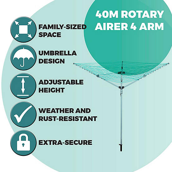 Our House 4 Arm Rotary Airer 40M