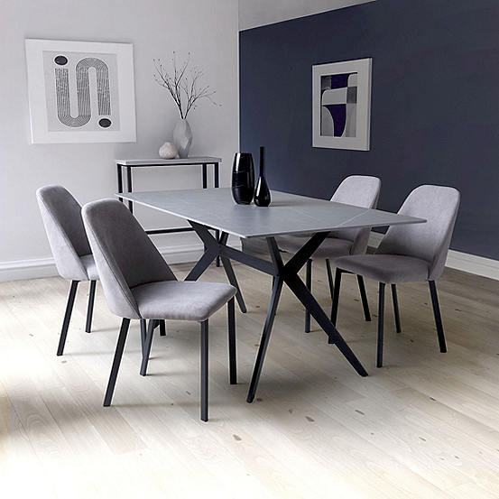 Pair of Linden Upholstered Grey Dining Chairs