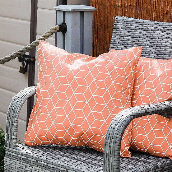 Pair of Orange Cube Design Pattern Scatter Cushions