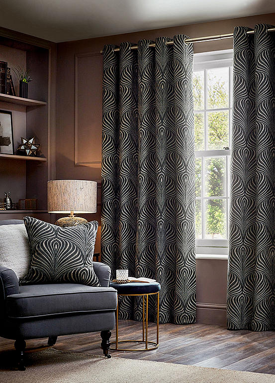 Paoletti Gatsby Eyelet Lined Jacquard Curtains