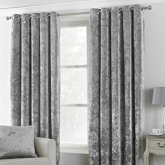 Paoletti Verona Crushed Velvet Thermal Ring Top Eyelet Curtains