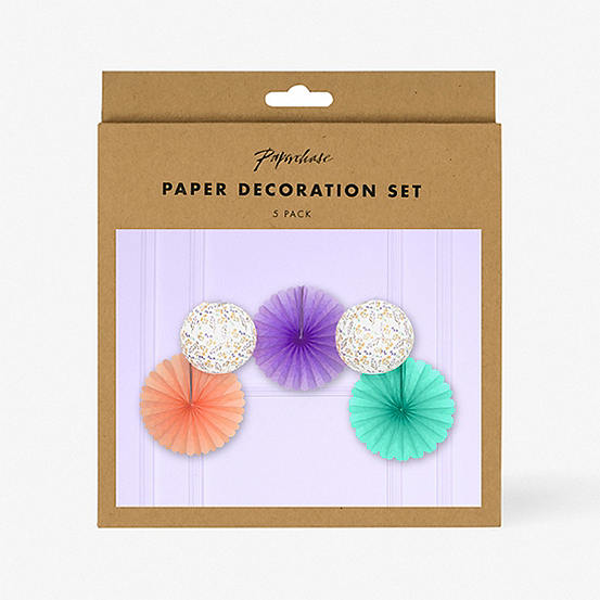 Paperchase Pastel Paper Fan Set 5 Pack Kaleidoscope