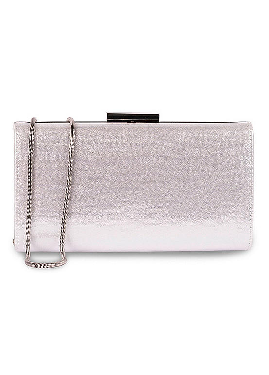 Paradox London Doria Silver Shimmer Box Clutch Bag