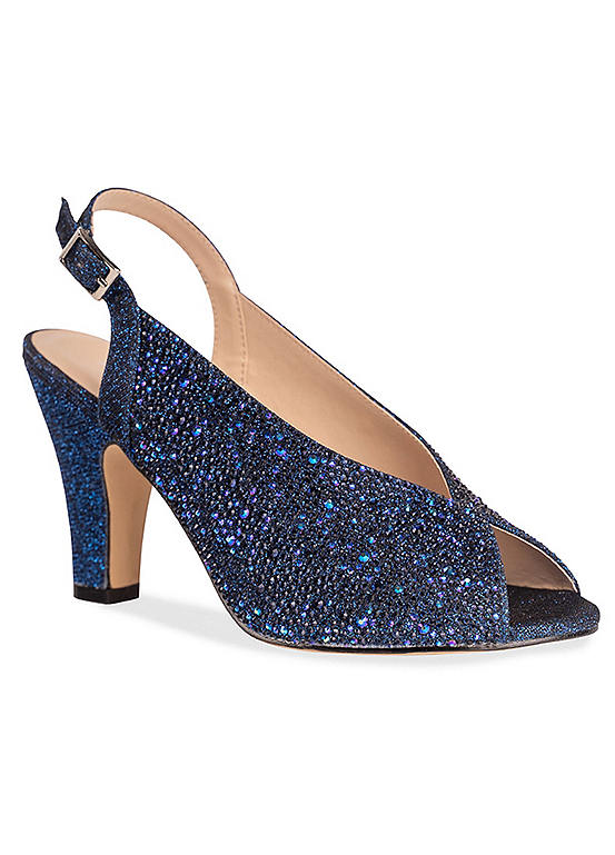 Paradox London ’Glory’ Navy Shimmer High Heel Court Shoes