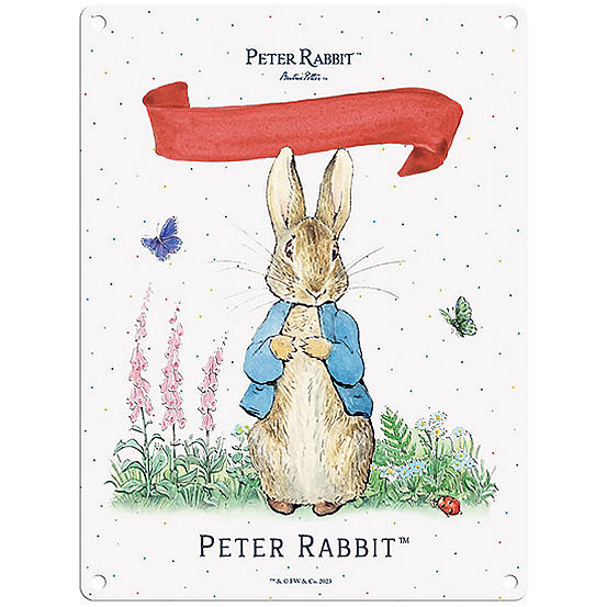 Peter Rabbit Personalised Metal Sign With Red Banner