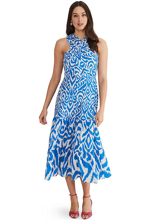 Phase Eight Bella Cross Neck Print Midi Dress | Kaleidoscope