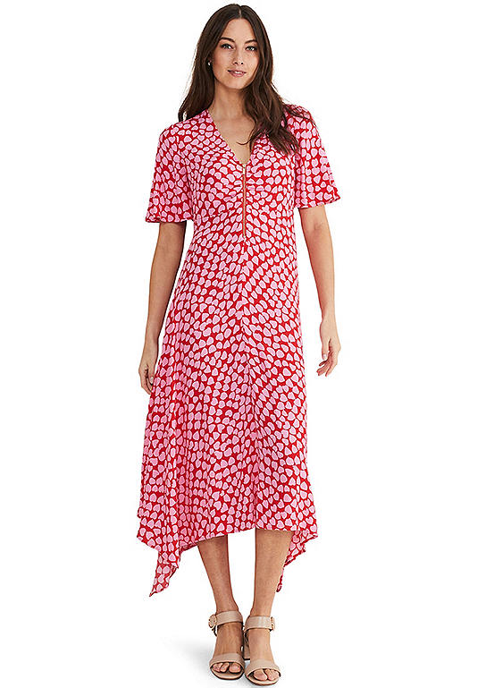 Phase Eight Darcie Heart Print Midi Dress | Kaleidoscope