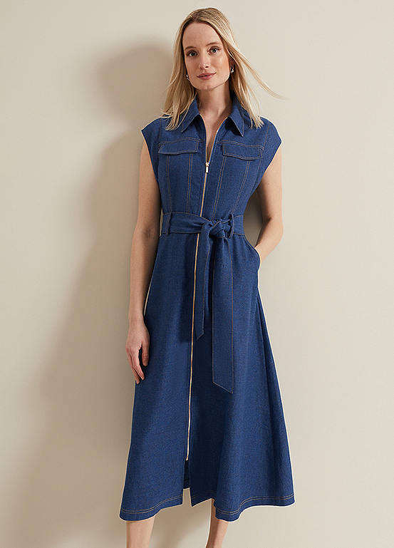 Phase Eight Luiza Denim Midi Dress | Kaleidoscope