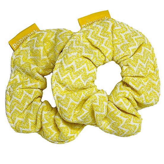 Popmask Pack of 2 Yellow Microfiber Hair Scrunchies