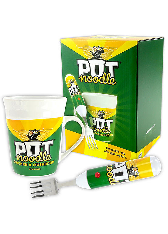 Pot Noodle Spinning Fork & Mug Gift Set Chicken & Mushroom Design